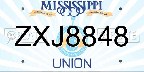 ZXJ8848 Mississippi License Plate