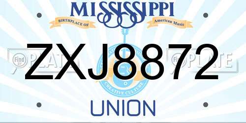 ZXJ8872 Mississippi License Plate