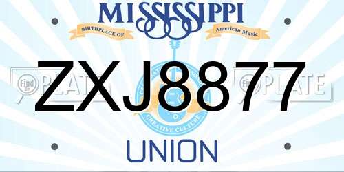 ZXJ8877 Mississippi License Plate