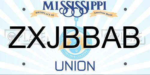 ZXJBBAB Mississippi License Plate