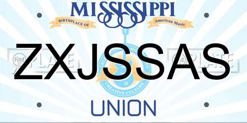 ZXJSSAS Mississippi License Plate