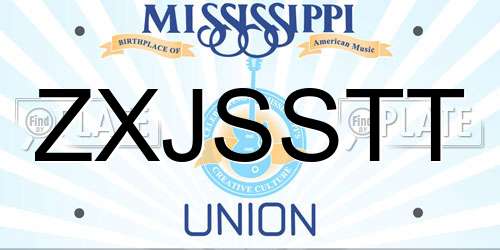 ZXJSSTT Mississippi License Plate