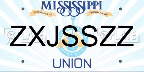 ZXJSSZZ Mississippi License Plate