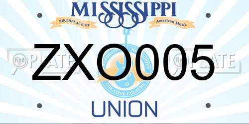ZXO005 Mississippi License Plate