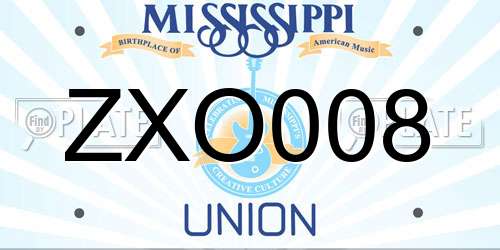 ZXO008 Mississippi License Plate
