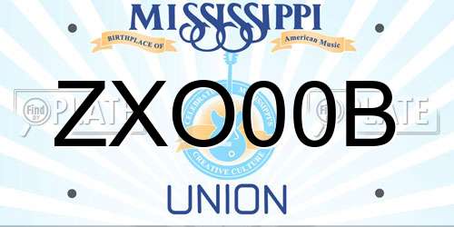 ZXO00B Mississippi License Plate