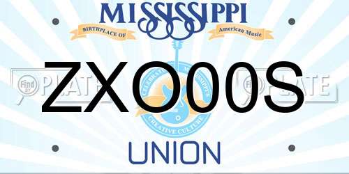 ZXO00S Mississippi License Plate