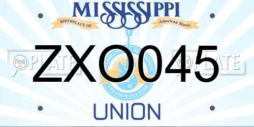 ZXO045 Mississippi License Plate