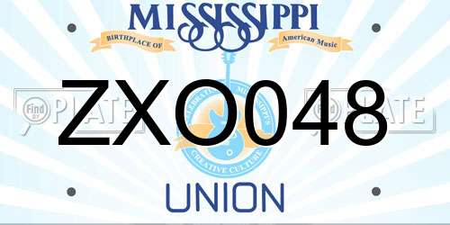 ZXO048 Mississippi License Plate