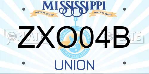 ZXO04B Mississippi License Plate