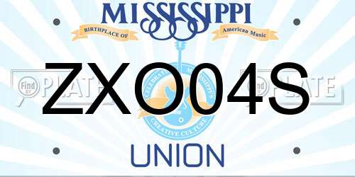 ZXO04S Mississippi License Plate