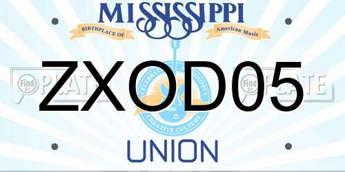 ZXOD05 Mississippi License Plate
