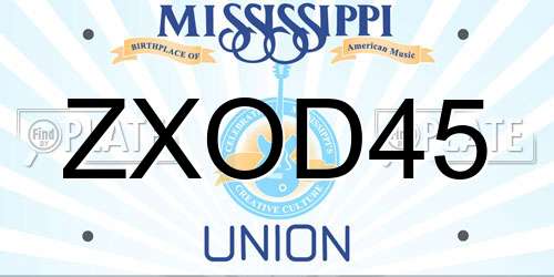 ZXOD45 Mississippi License Plate