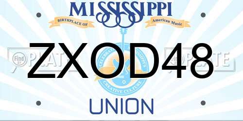 ZXOD48 Mississippi License Plate