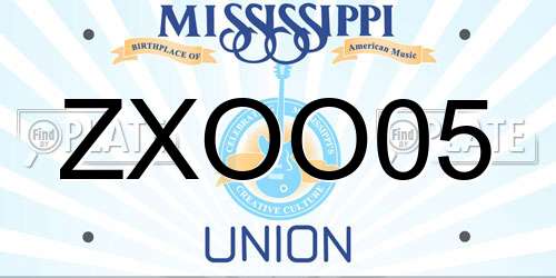 ZXOO05 Mississippi License Plate