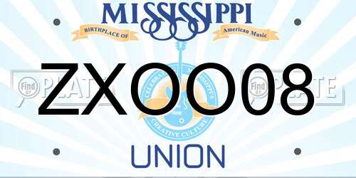 ZXOO08 Mississippi License Plate
