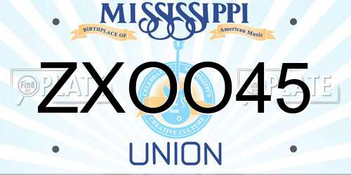 ZXOO45 Mississippi License Plate