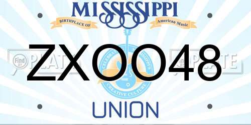 ZXOO48 Mississippi License Plate