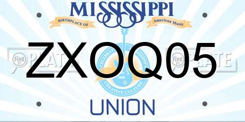 ZXOQ05 Mississippi License Plate