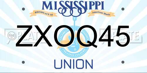 ZXOQ45 Mississippi License Plate