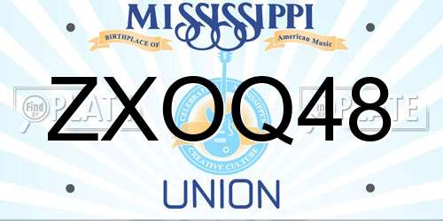 ZXOQ48 Mississippi License Plate