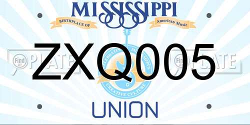 ZXQ005 Mississippi License Plate