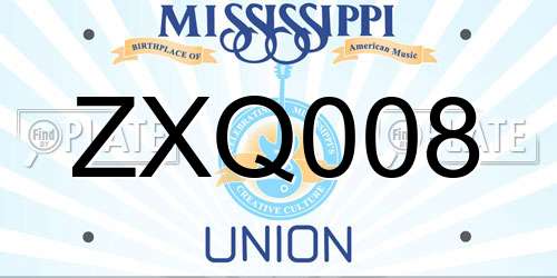 ZXQ008 Mississippi License Plate