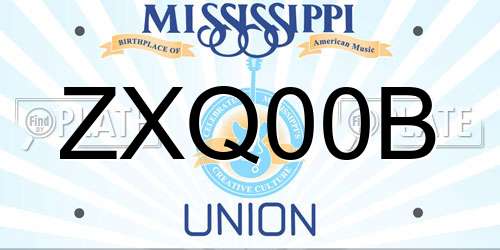 ZXQ00B Mississippi License Plate