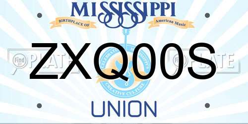 ZXQ00S Mississippi License Plate