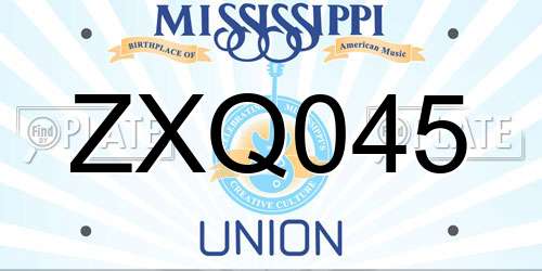 ZXQ045 Mississippi License Plate