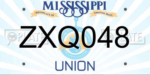 ZXQ048 Mississippi License Plate