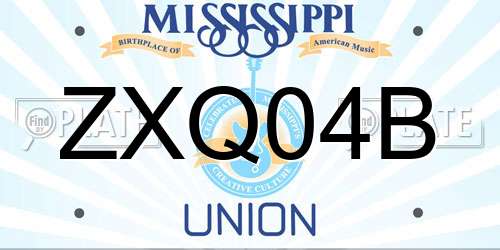 ZXQ04B Mississippi License Plate