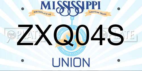 ZXQ04S Mississippi License Plate