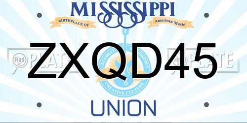 ZXQD45 Mississippi License Plate