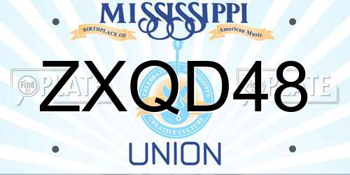 ZXQD48 Mississippi License Plate