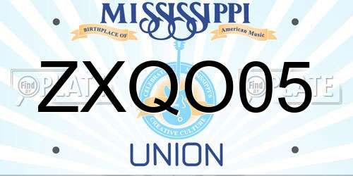 ZXQO05 Mississippi License Plate
