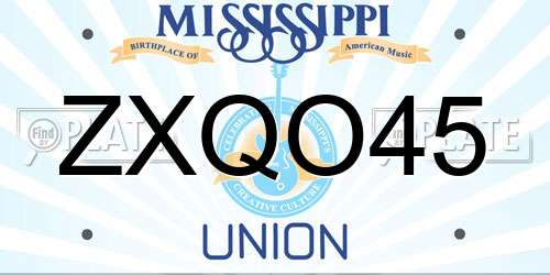 ZXQO45 Mississippi License Plate