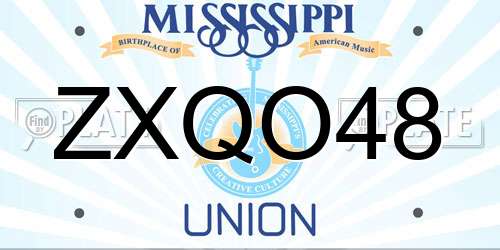 ZXQO48 Mississippi License Plate