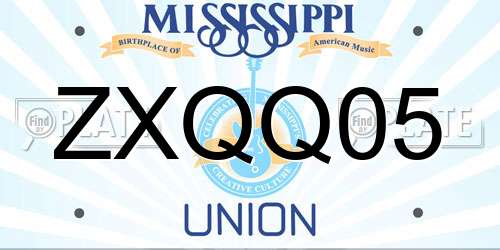 ZXQQ05 Mississippi License Plate