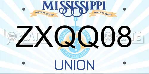 ZXQQ08 Mississippi License Plate