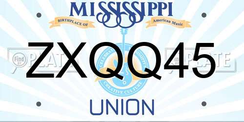 ZXQQ45 Mississippi License Plate