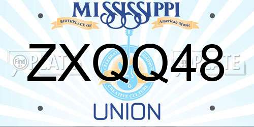 ZXQQ48 Mississippi License Plate