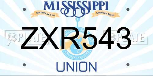 ZXR543 Mississippi License Plate