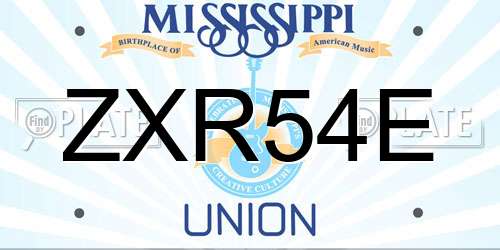 ZXR54E Mississippi License Plate