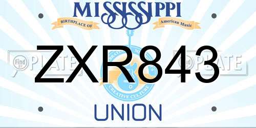 ZXR843 Mississippi License Plate
