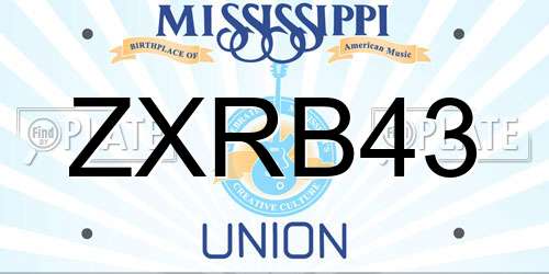 ZXRB43 Mississippi License Plate