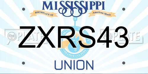 ZXRS43 Mississippi License Plate
