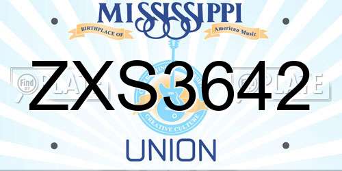 ZXS3642 Mississippi License Plate