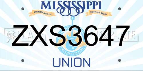 ZXS3647 Mississippi License Plate