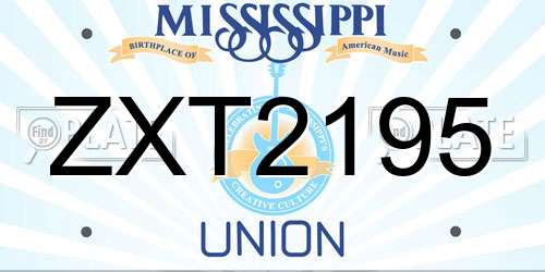 ZXT2195 Mississippi License Plate